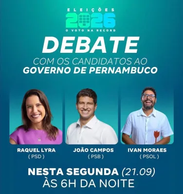 TV Guararapes realiza debate entre candidatos ao Governo de Pernambuco nesta segunda-feira (21)
